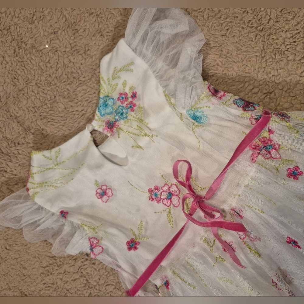Zunie Girl's Embroidered Floral Party Dress Size 7 EUC - Picture 9 of 11